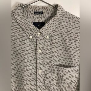 American Eagle Outfitters Men's Gray Shark Pattern Shirt